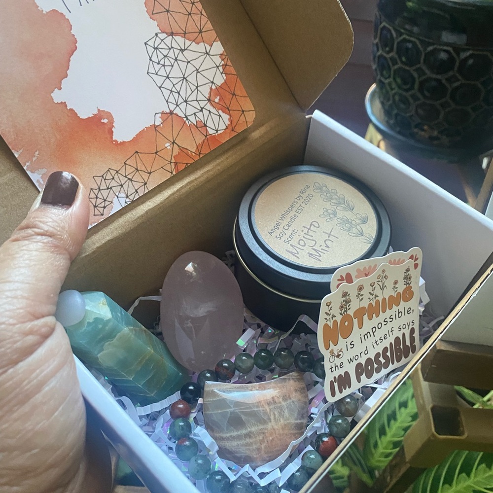 Surprise Gift Box with Crystals, Bracelet and Candle